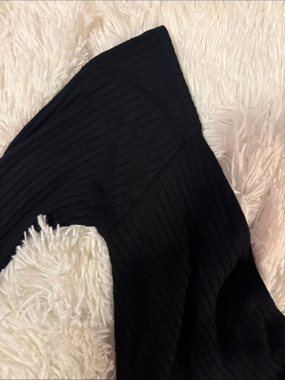 Reformation Black Ribbed Off-Shoulder Top - Picture 4 of 7